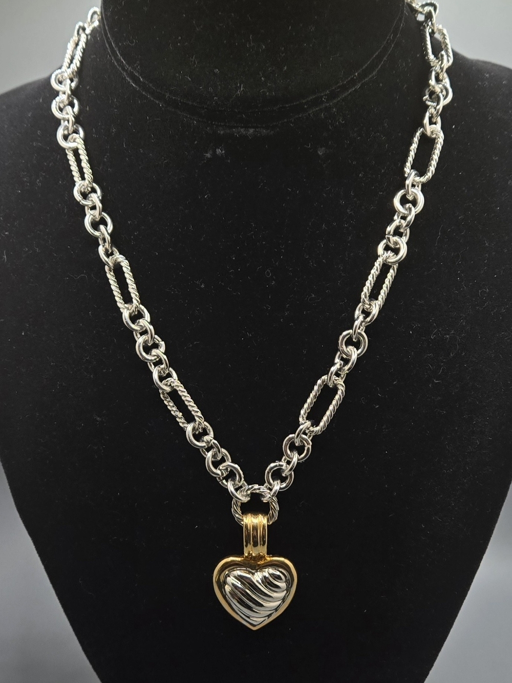 Bijoux Terner Heart Necklace - Gold & Silver Tones 16" + 2½" Extender
